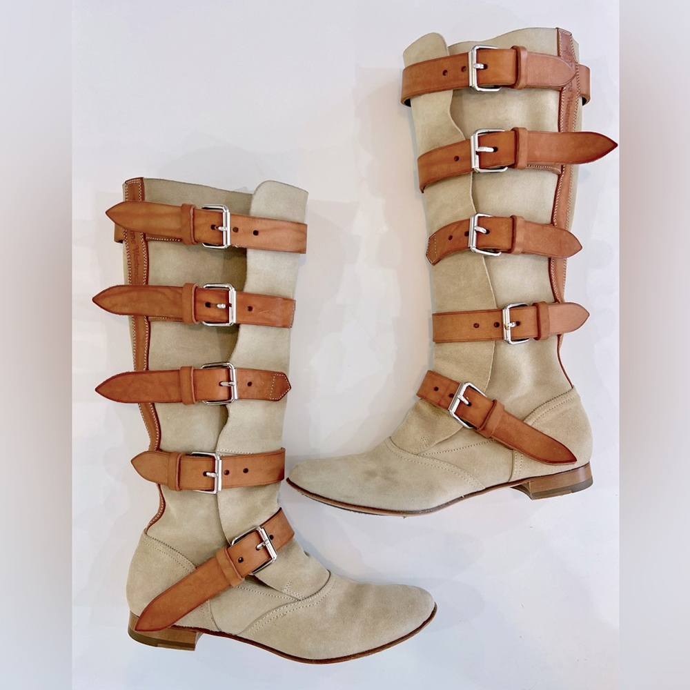 Vivienne Westwood tan suede pirate boots